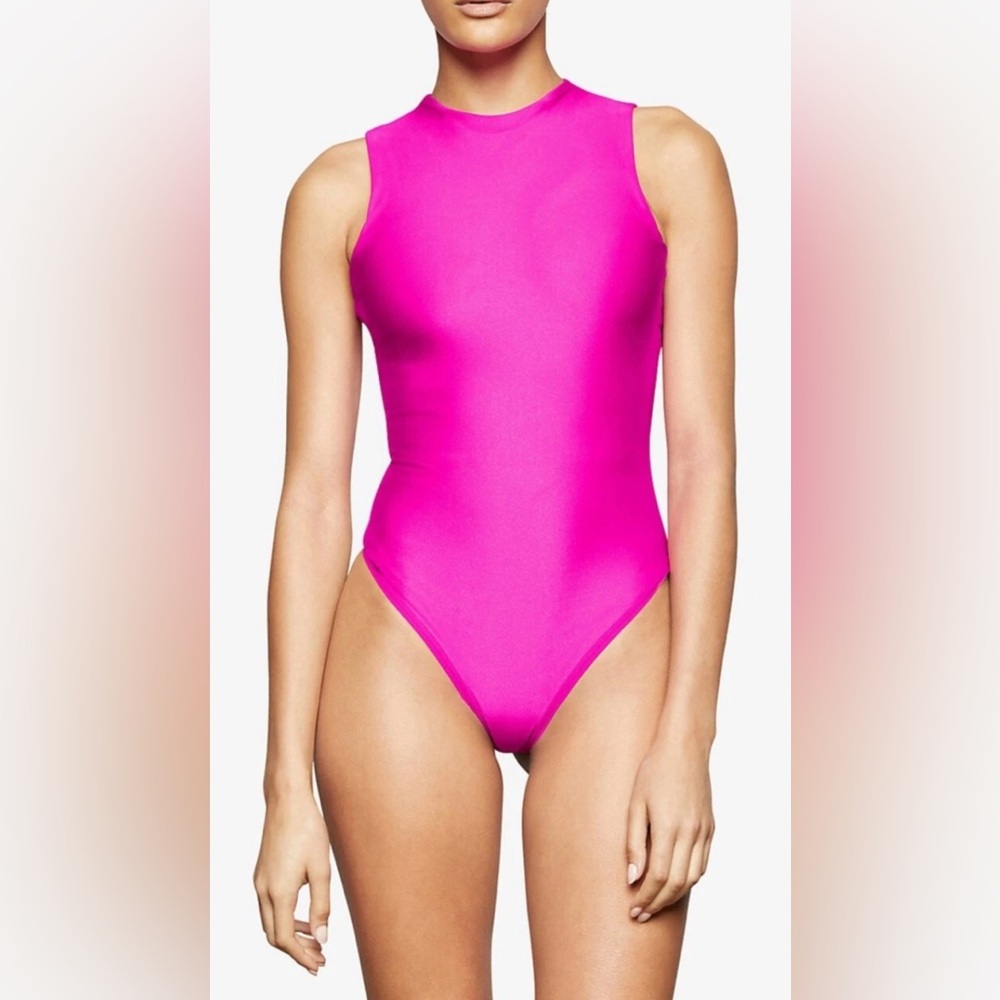 SKIMS Pink Disco Sleeveless Bodysuit